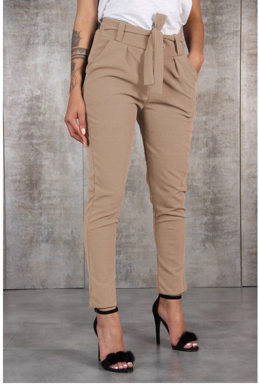 Fashionable Straight Leg  Waist-Cinched Pants for Women