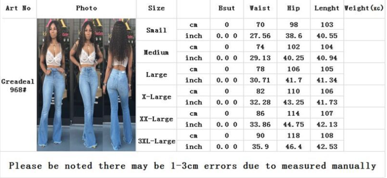 Blue High Waist Striped Flare Jeans